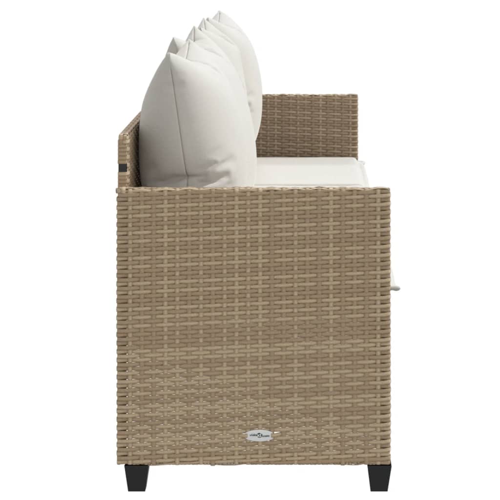 Lettino Prendisole con Cuscini Beige in Polyrattan - homemem39