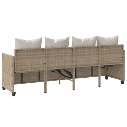 Lettino Prendisole con Cuscini Beige in Polyrattan - homemem39