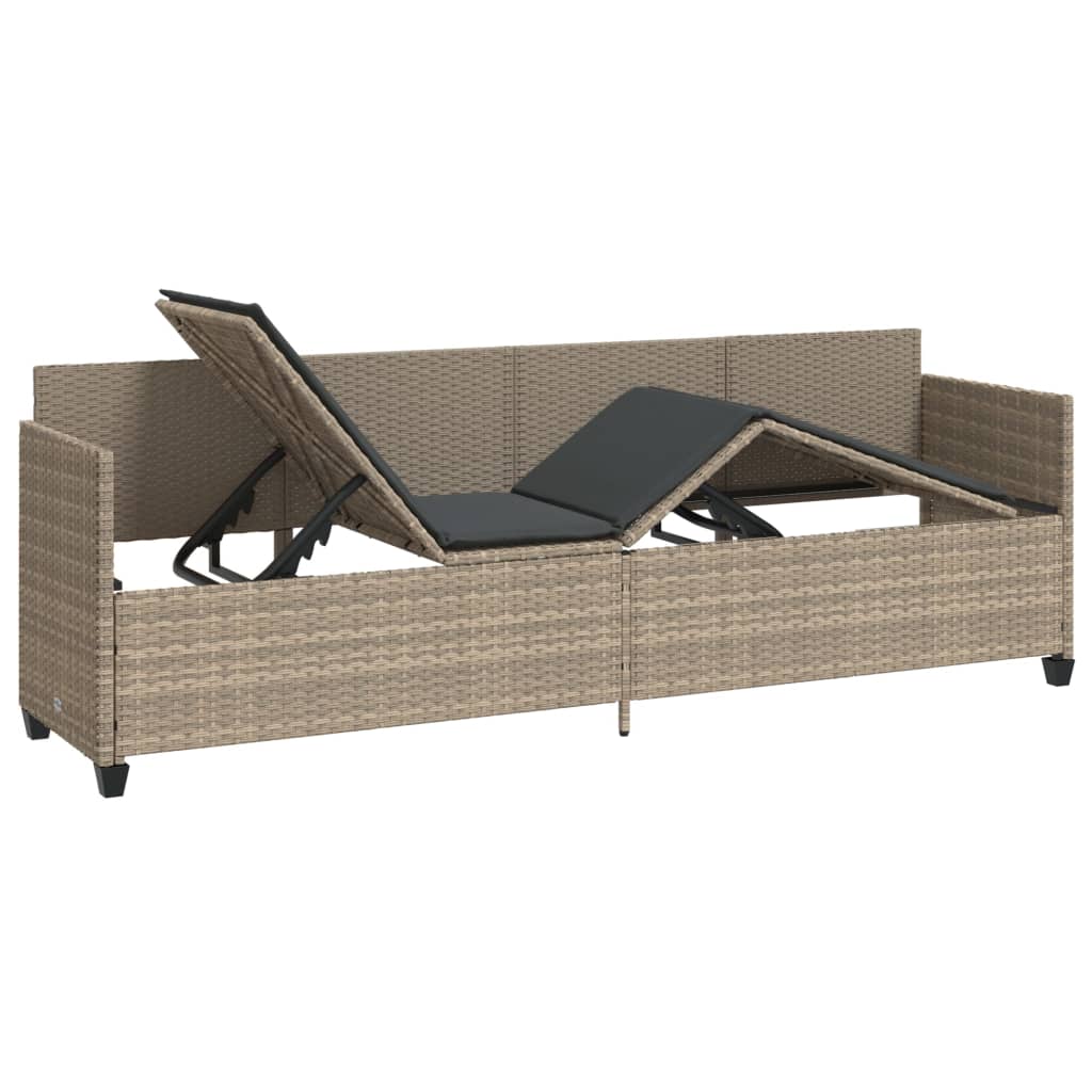 Lettino Prendisole con Cuscini Grigio Chiaro in Polyrattan - homemem39