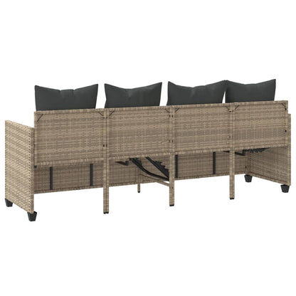 Lettino Prendisole con Cuscini Grigio Chiaro in Polyrattan - homemem39