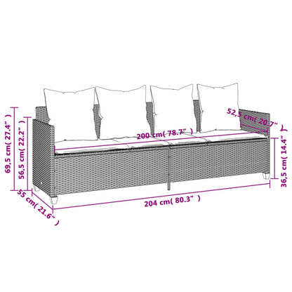 Lettino Prendisole con Cuscini Grigio Chiaro in Polyrattan - homemem39