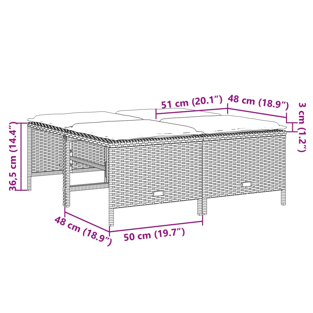 Sgabelli da Giardino con Cuscini 4 pz Neri in Polyrattan - homemem39