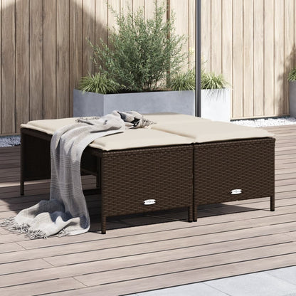 Sgabelli da Giardino con Cuscini 4 pz Marrone in Polyrattan - homemem39