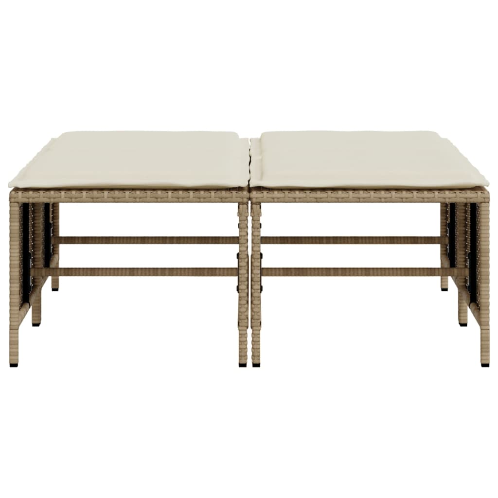 Sgabelli da Giardino con Cuscini 4 pz Beige in Polyrattan - homemem39