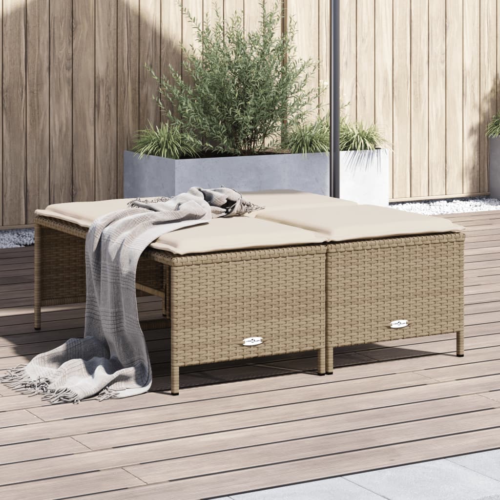 Sgabelli da Giardino con Cuscini 4 pz Beige in Polyrattan - homemem39