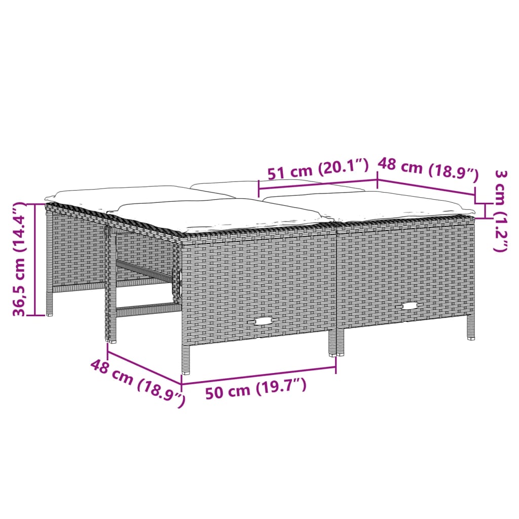 Sgabelli da Giardino con Cuscini 4 pz Grigio Chiaro Polyrattan - homemem39