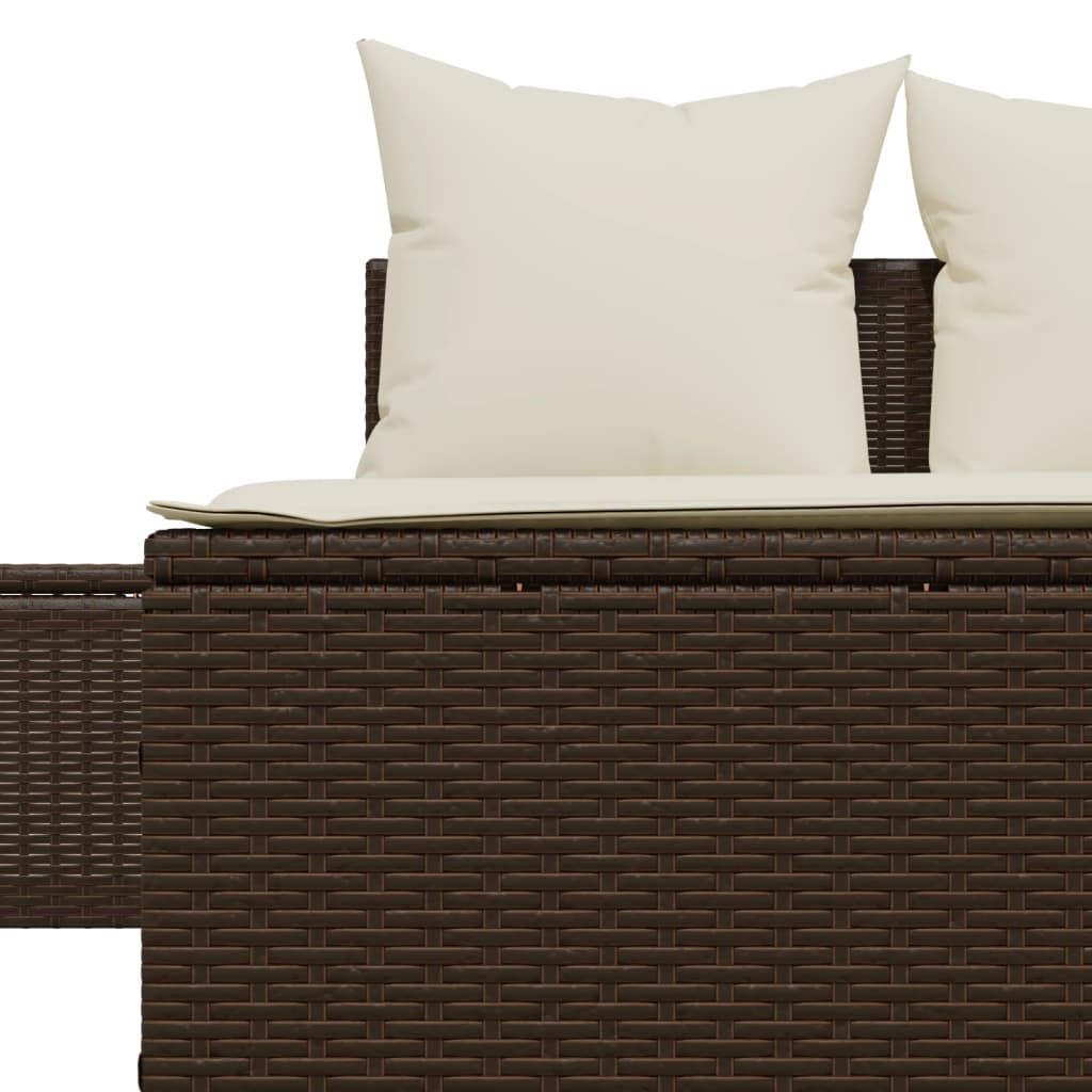 Lettino Prendisole con Cuscini Marrone in Polyrattan - homemem39