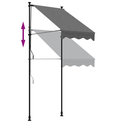 Tenda da Sole Retrattile Antracite 100x150 cm Tessuto e Acciaio