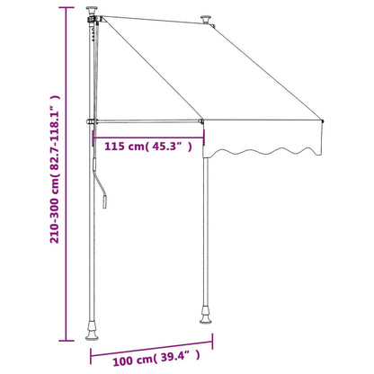 Tenda da Sole Retrattile Antracite 100x150 cm Tessuto e Acciaio