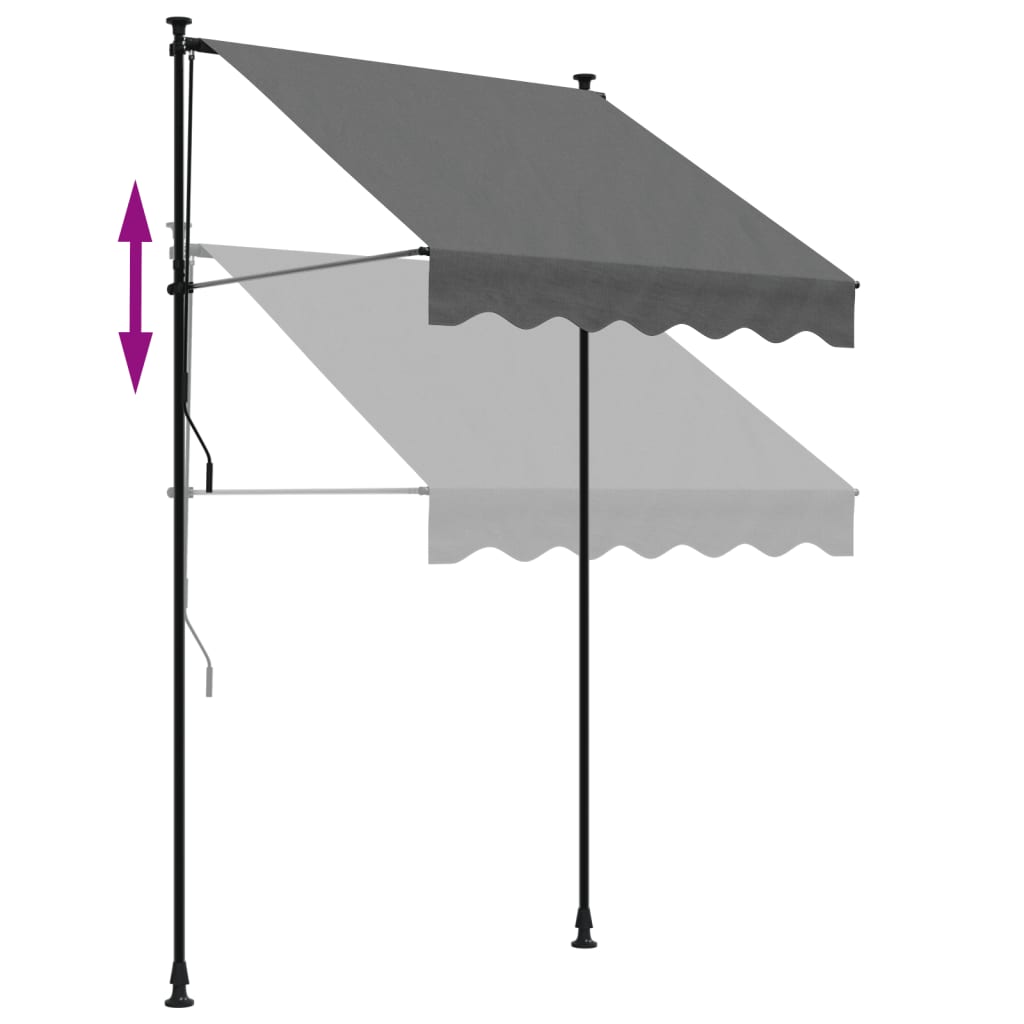 Tenda da Sole Retrattile Antracite 150x150 cm Tessuto e Acciaio - homemem39