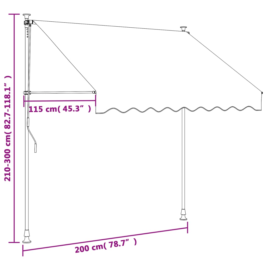 Tenda da Sole Retrattile Antracite 200x150 cm Tessuto e Acciaio - homemem39