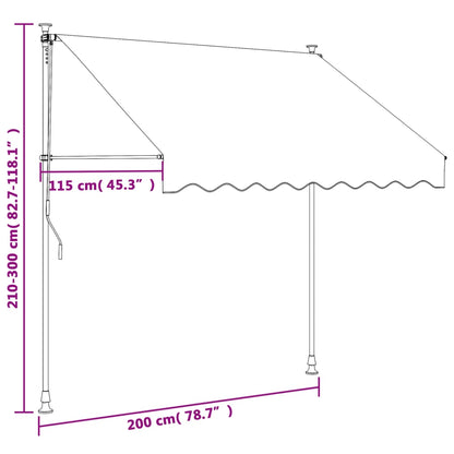 Tenda da Sole Retrattile Antracite 200x150 cm Tessuto e Acciaio - homemem39