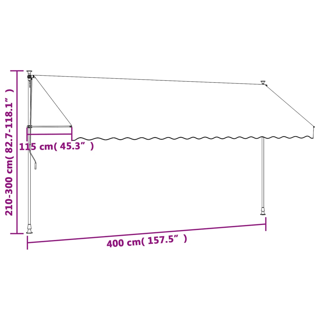 Tenda da Sole Retrattile Antracite 400x150 cm Tessuto e Acciaio