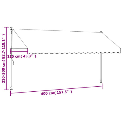 Tenda da Sole Retrattile Antracite 400x150 cm Tessuto e Acciaio