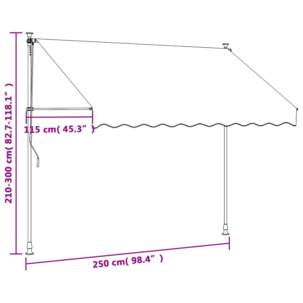 Tenda da Sole Retrattile Crema 250x150 cm in Tessuto e Acciaio - homemem39