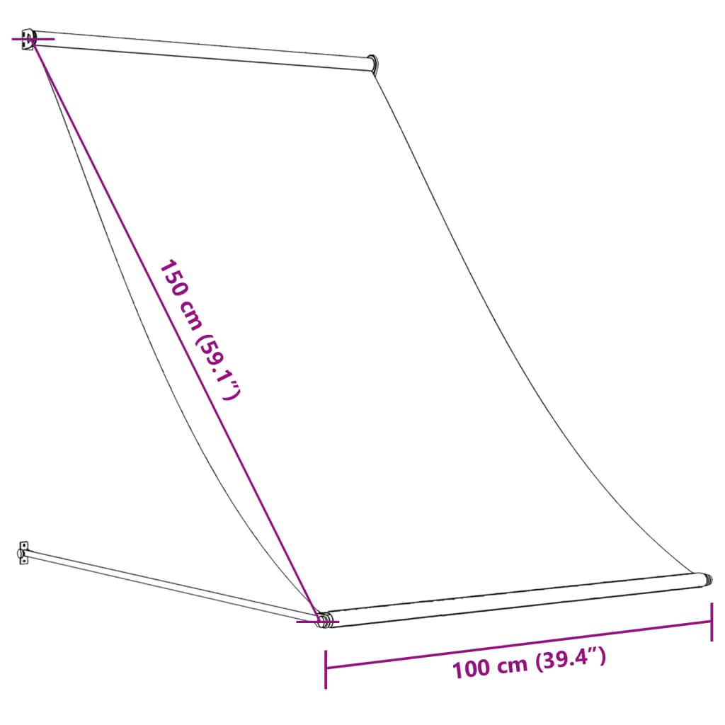 Tenda da Sole Retrattile Crema 100x150 cm in Tessuto e Acciaio