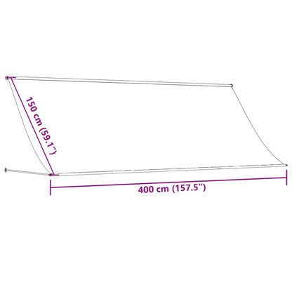 Tenda da Sole Retrattile Crema 400x150 cm in Tessuto e Acciaio - homemem39