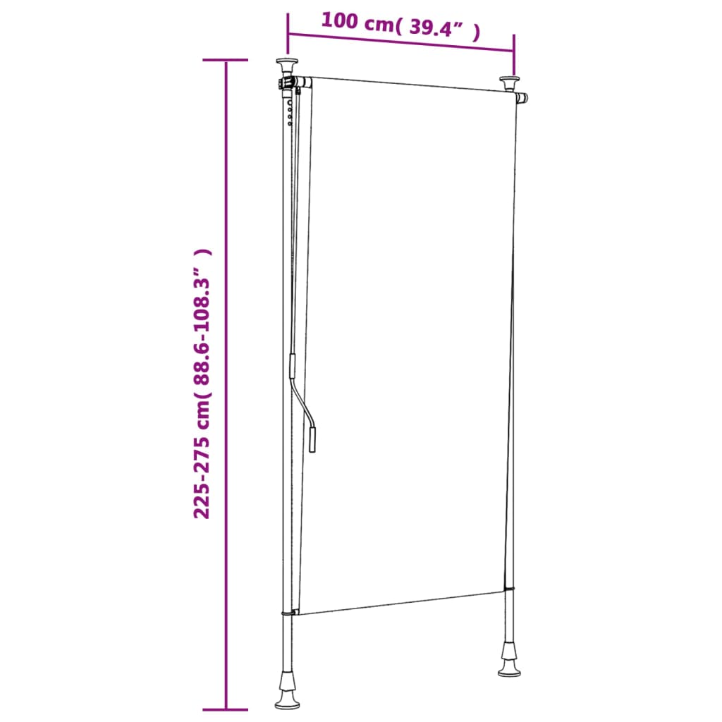 Tenda a Rullo Esterno Blu e Bianca 100x270cm Tessuto e Acciaio