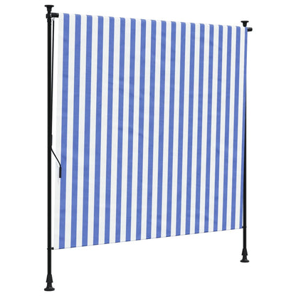 Tenda a Rullo Esterno Blu e Bianca 150x270cm Tessuto e Acciaio - homemem39