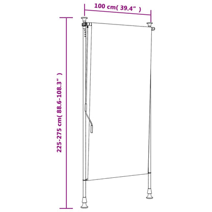 Tenda a Rullo Esterno Arancio Bianca 100x270cm Tessuto Acciaio