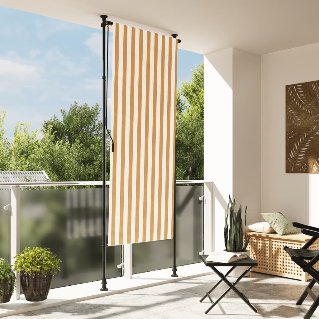 Tenda a Rullo Esterno Arancio Bianca 100x270cm Tessuto Acciaio - homemem39