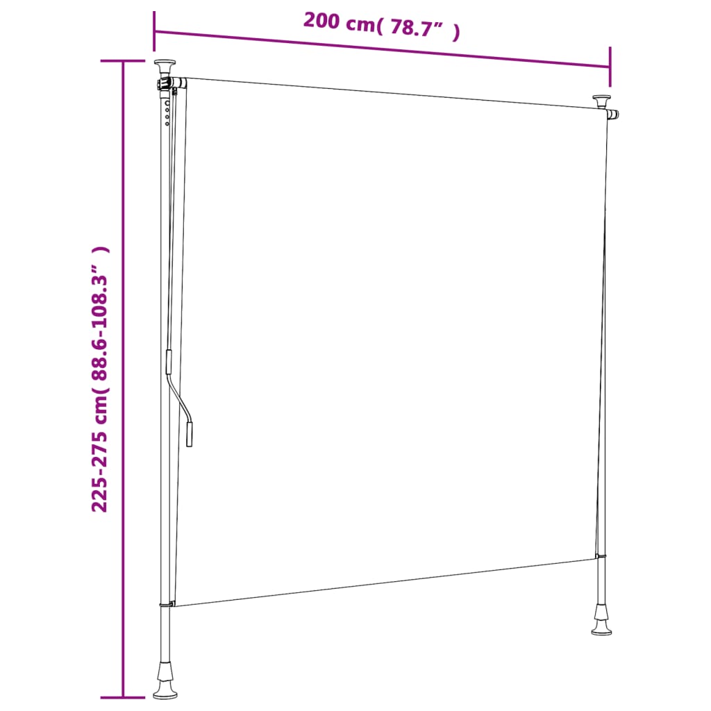 Tenda a Rullo Esterno Arancio Bianca 200x270cm Tessuto Acciaio - homemem39