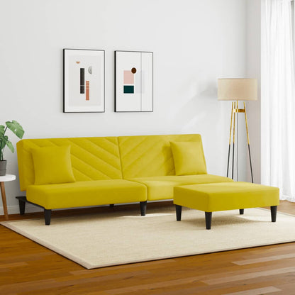 Set di Divani 2 pz con Cuscini Giallo in Velluto