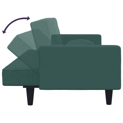 Set di Divani 2 pz con Cuscini Verde Scuro in Velluto - homemem39