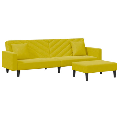 Set di Divani 2 pz con Cuscini Giallo in Velluto