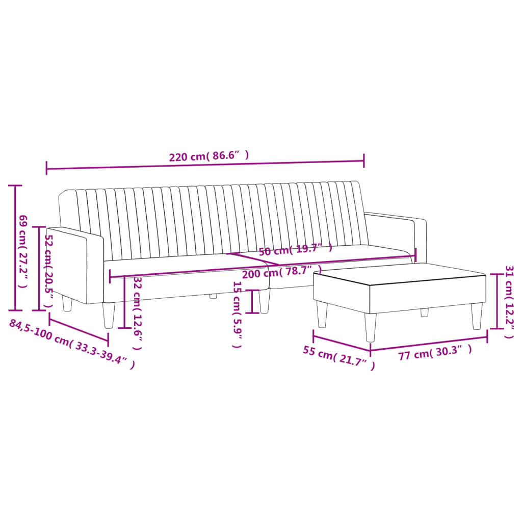 Set di Divani 2 pz Grigio Chiaro in Velluto - homemem39