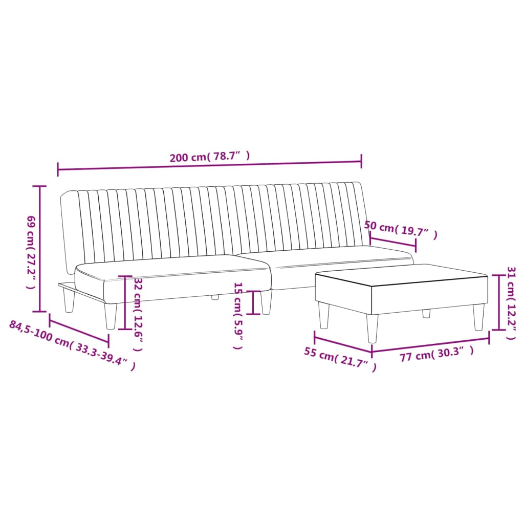 Set di Divani 2 pz Grigio in Similpelle