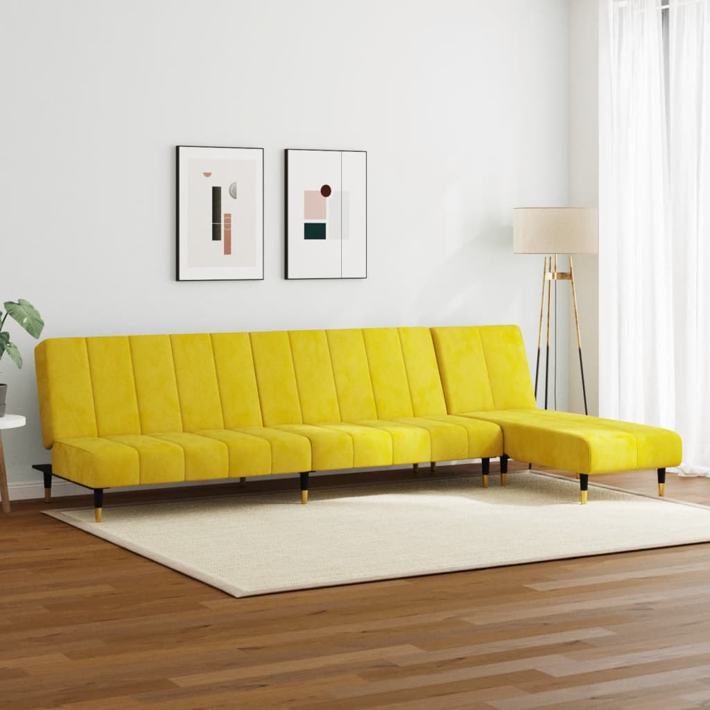 Set di Divani 2 pz Giallo in Velluto