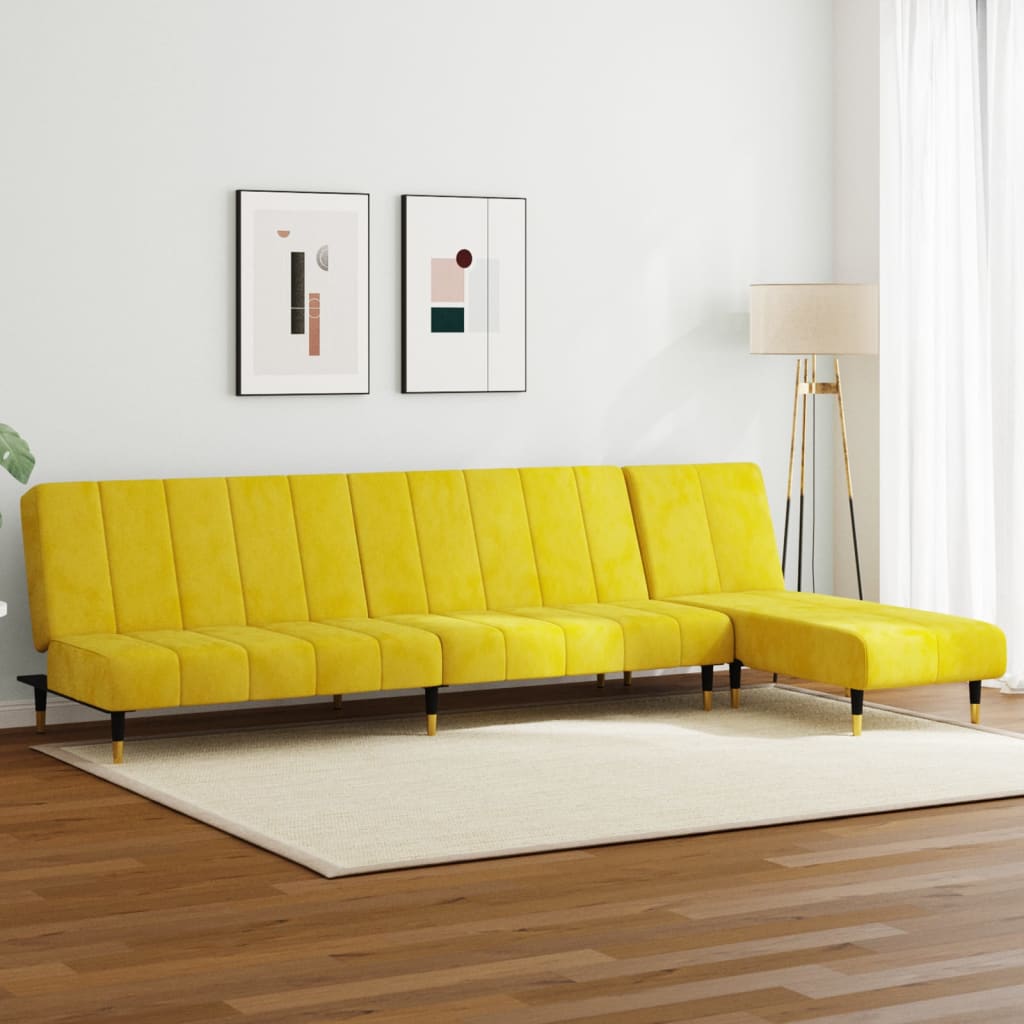 Set di Divani 2 pz Giallo in Velluto - homemem39