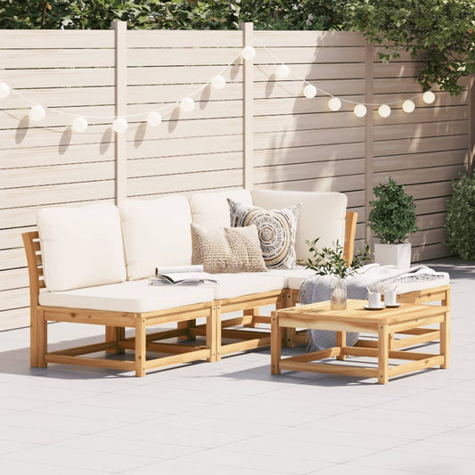 Set Salotto da Giardino 5 pz con Cuscini Legno Massello Acacia - homemem39