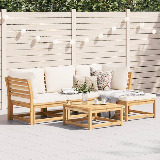 Set Salotto da Giardino 5 pz con Cuscini Legno Massello Acacia - homemem39