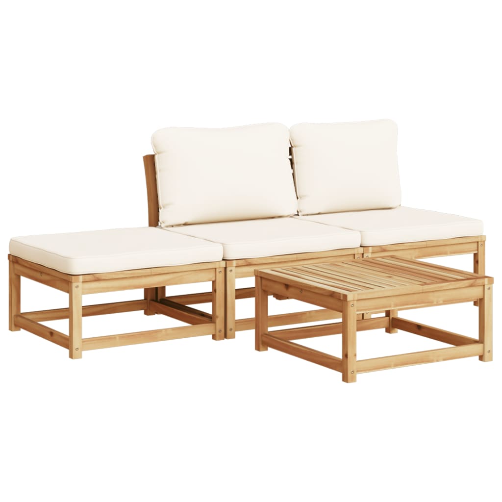 Set Salotto da Giardino 4pz con Cuscini Legno Massello Acacia - homemem39