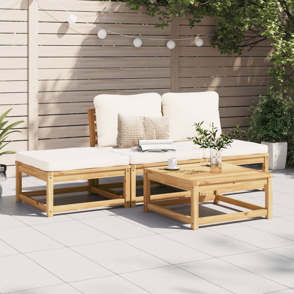 Set Salotto da Giardino 4pz con Cuscini Legno Massello Acacia - homemem39