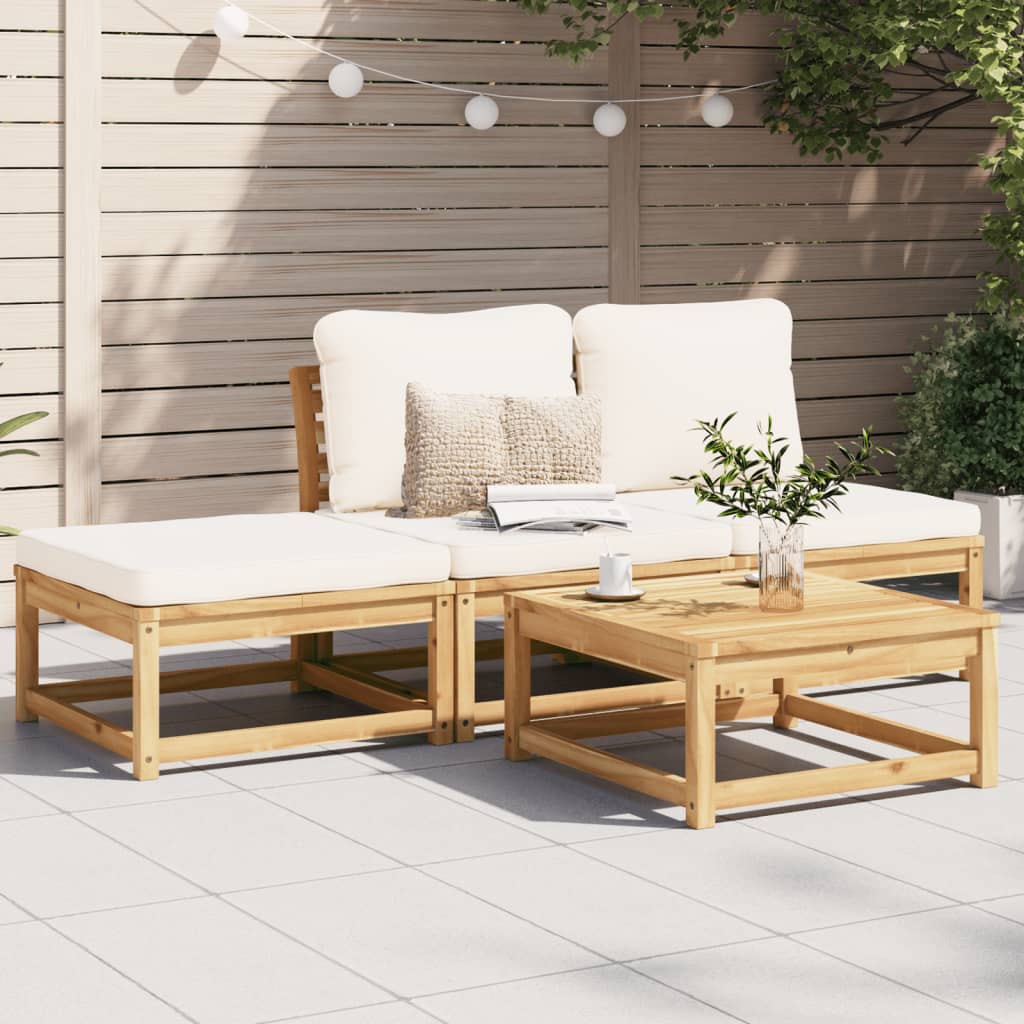 Set Salotto da Giardino 4pz con Cuscini Legno Massello Acacia - homemem39