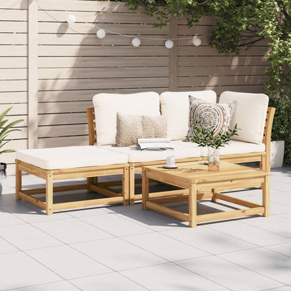 Set Mobili da Giardino 3pz con Cuscini Legno Massello di Acacia - homemem39