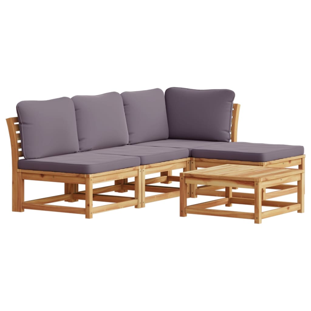 Set Salotto da Giardino 5 pz con Cuscini Legno Massello Acacia - homemem39