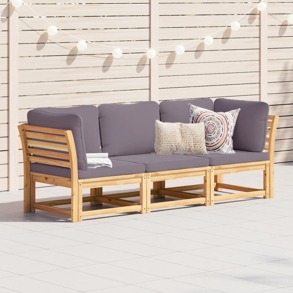 Set Mobili da Giardino 3pz con Cuscini Legno Massello di Acacia - homemem39