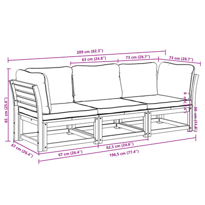 Set Mobili da Giardino 3pz con Cuscini Legno Massello di Acacia - homemem39