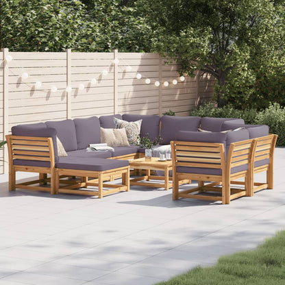 Set Salotto da Giardino 10 pz con Cuscini Legno Massello Acacia - homemem39