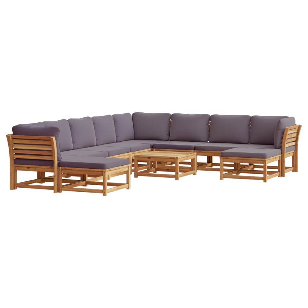 Set Salotto da Giardino 11 pz con Cuscini Legno Massello Acacia - homemem39