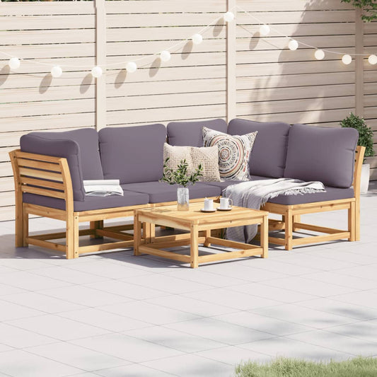 Set Salotto da Giardino 5 pz con Cuscini Legno Massello Acacia - homemem39