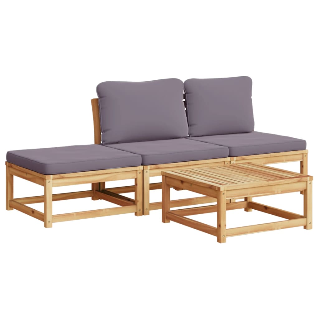 Set Salotto da Giardino 4pz con Cuscini Legno Massello Acacia - homemem39