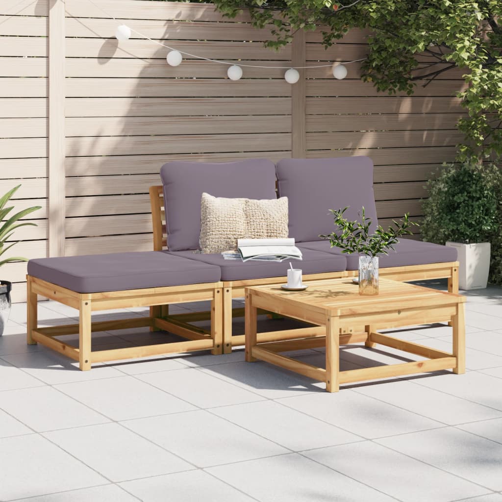 Set Salotto da Giardino 4pz con Cuscini Legno Massello Acacia - homemem39