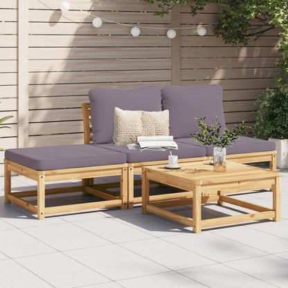 Set Salotto da Giardino 4pz con Cuscini Legno Massello Acacia - homemem39