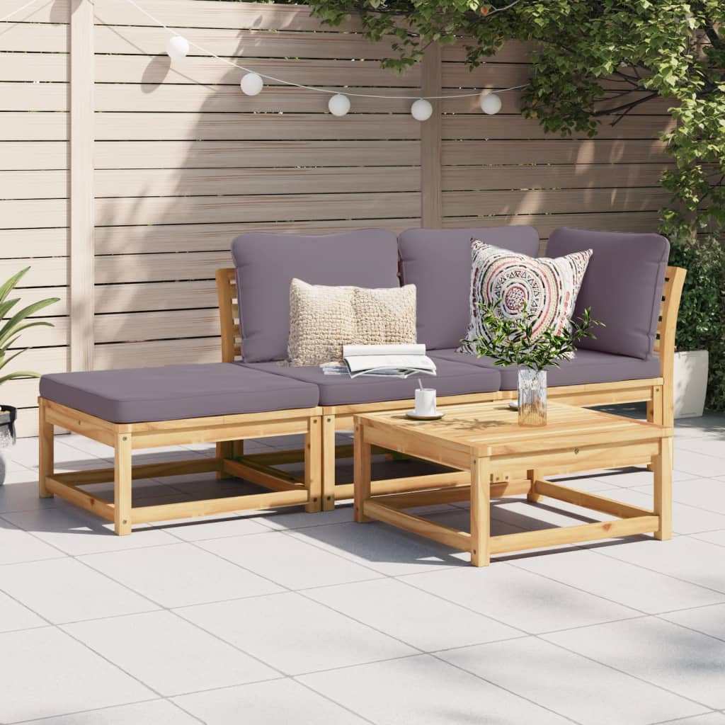 Set Mobili da Giardino 3pz con Cuscini Legno Massello di Acacia - homemem39