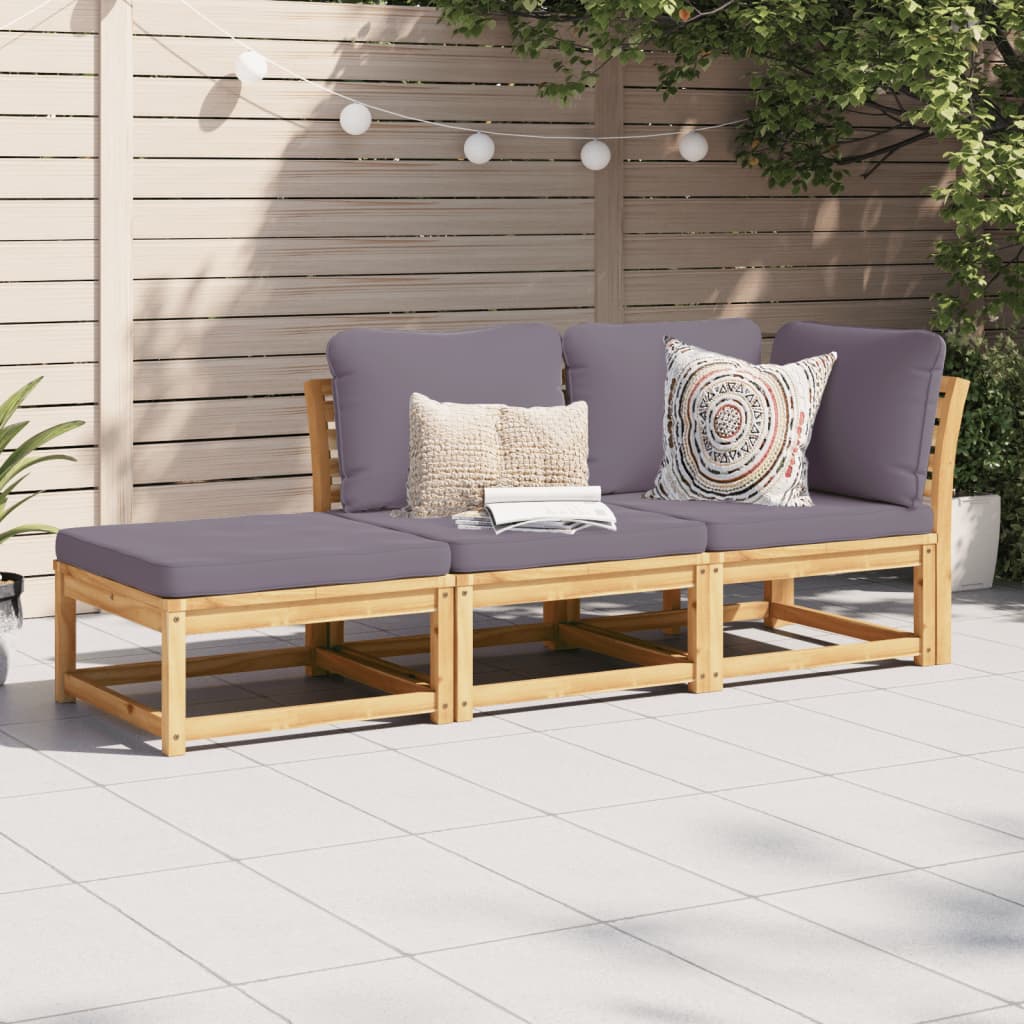 Set Mobili da Giardino 3pz con Cuscini Legno Massello di Acacia - homemem39